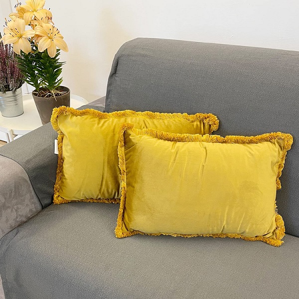 Federa decorativa per divano, federa cuscino spessa per divano, cuscino di  lusso grigio quadrato 2 set
